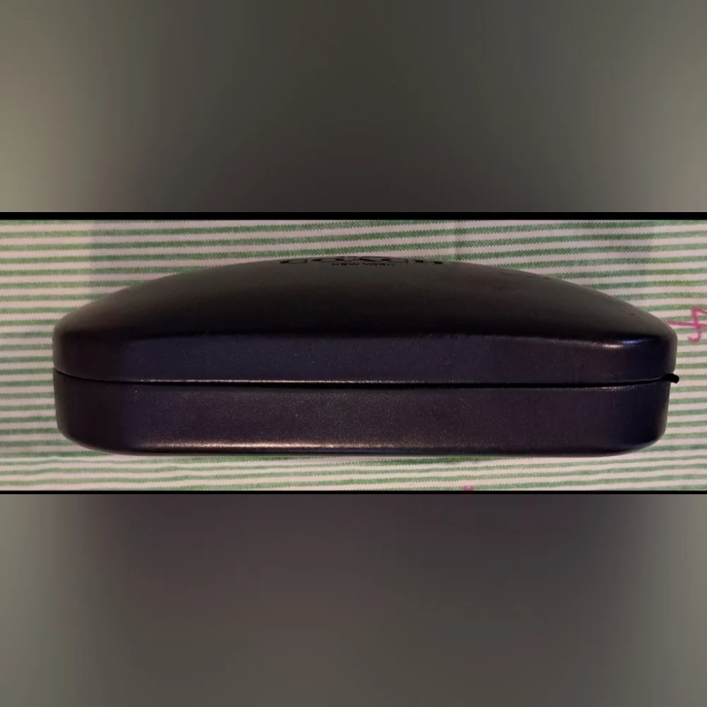EUC Coach Black Leather Unisex Hard Shell Sunglass Eye Glasses Case w/ Cloth